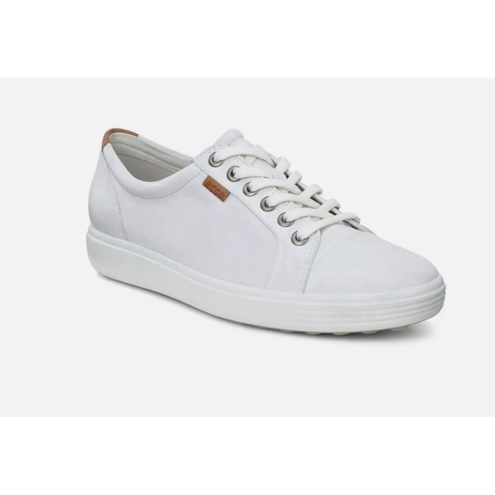 Ecco Soft 7 Women's White Soft Supple Leather Lace-up Sneakers US Size8-8.5 New